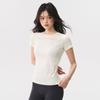 Women's Seamless Breathable Knit Fitness T-shirt - Moisture-wicking & Quick-drying, Short Sleeve Top for Yoga, Pilates & Commuting.