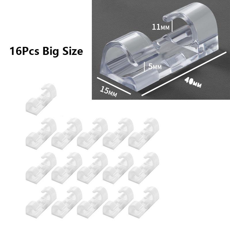 16/20 Pcs Cable Clips Organizer Drop Wire Holder Cord Management Self-Adhesive Cable Manager Fixed Clamp Wire Winder