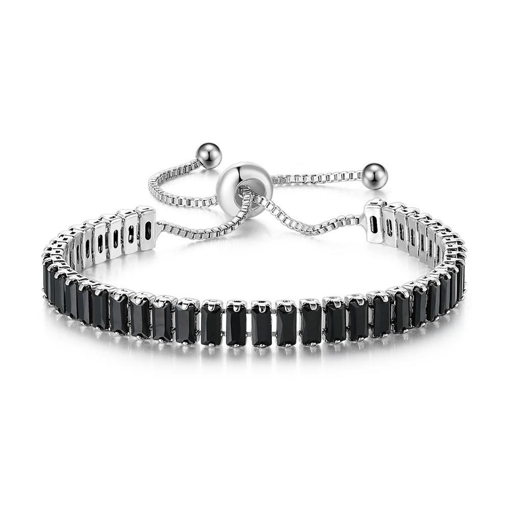 

Black Iced Out Crystal Tennis Bracelets for Men Women Rectangle Zirconia Adjustable Chain on Hand Hip Hop Hippie Jewelry DZH051