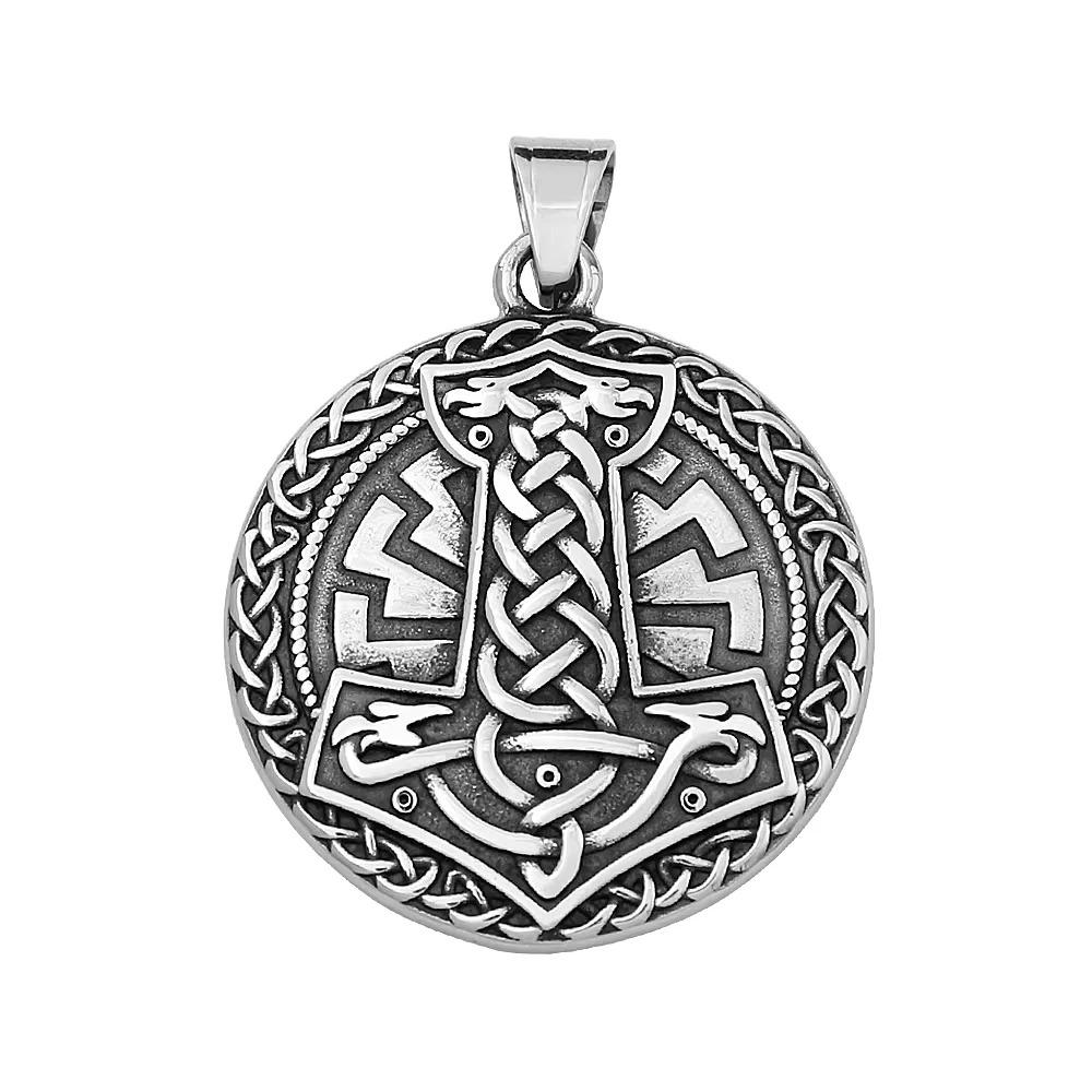Nordic Viking Thor Hammer Necklace Stainless Steel Odin Crow Pendant For Men Women Unique Amulet Jewelry Gift