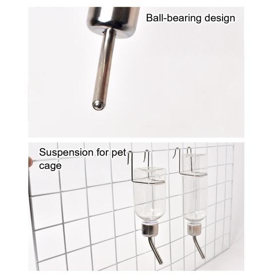Automatický dávkovač vody pro domácí mazlíčky Hamster Cat Klec Závěsný Bez kapání Krmítko na vodu 180ml 350ml Průhledná láhev s nerezovou tryskou pro malá střední domácí mazlíčky