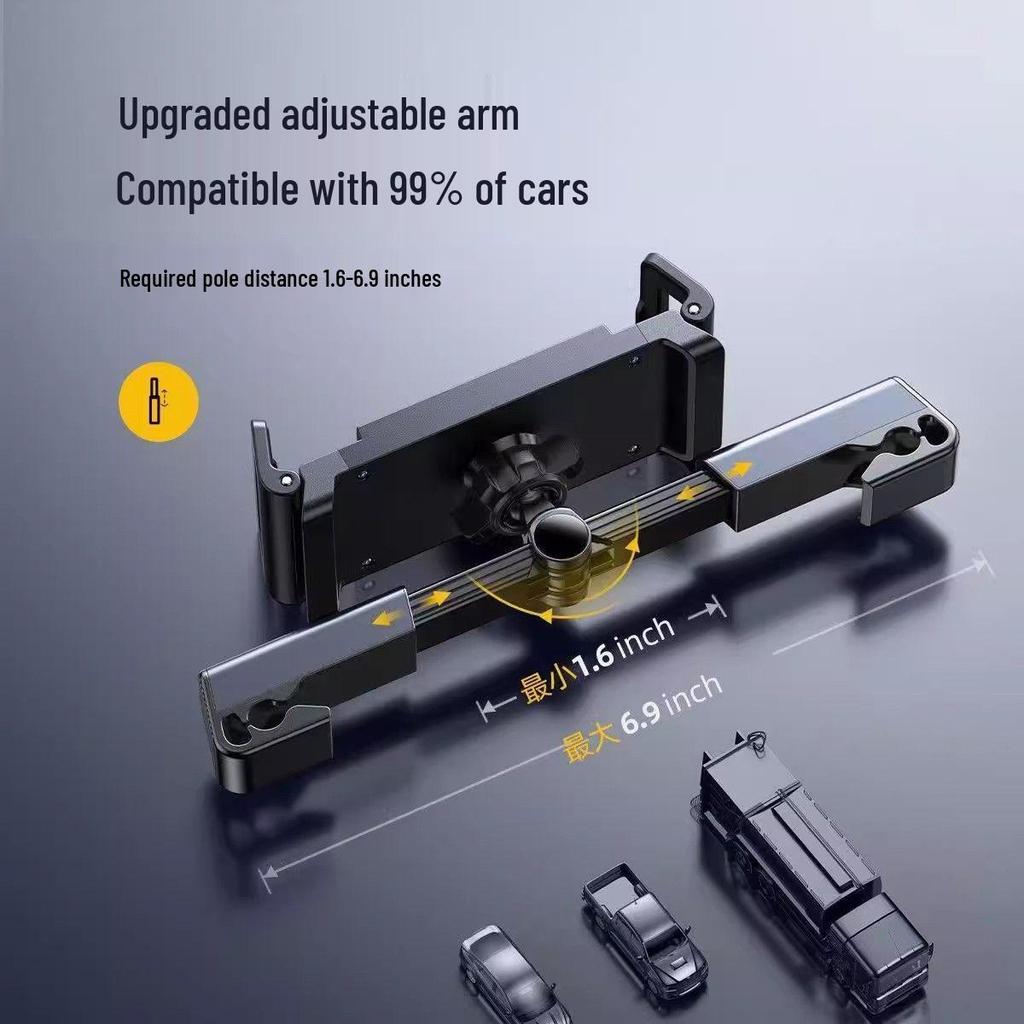 Universal Rotating Telescopic Car Headrest Phone & Tablet Holder with Back Pillow for Rear Seat Entertainment