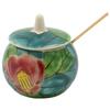 Kyoyaki/Kiyomizu-yaki Hand-painted Salt Container, Camellia Design, TG-012D