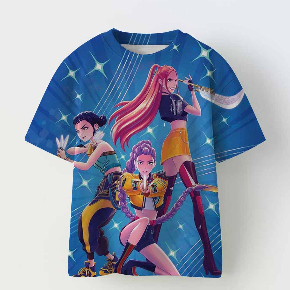 Vintage Rumi Tiger KPop Dämonenjäger Print T-Shirt Anime Kurzarm T-Shirt Sommer Mädchen Jungen Shirt Lässige Oberteile Rundhals Kleidung