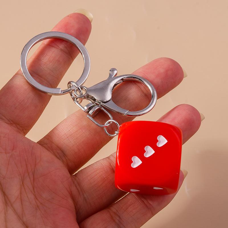 Fashion Resin Geometric Dice Keychain for Men Women Keyring Pendants Car Key Holder Handbag Decor DIY Key Chain Jewelry Gift