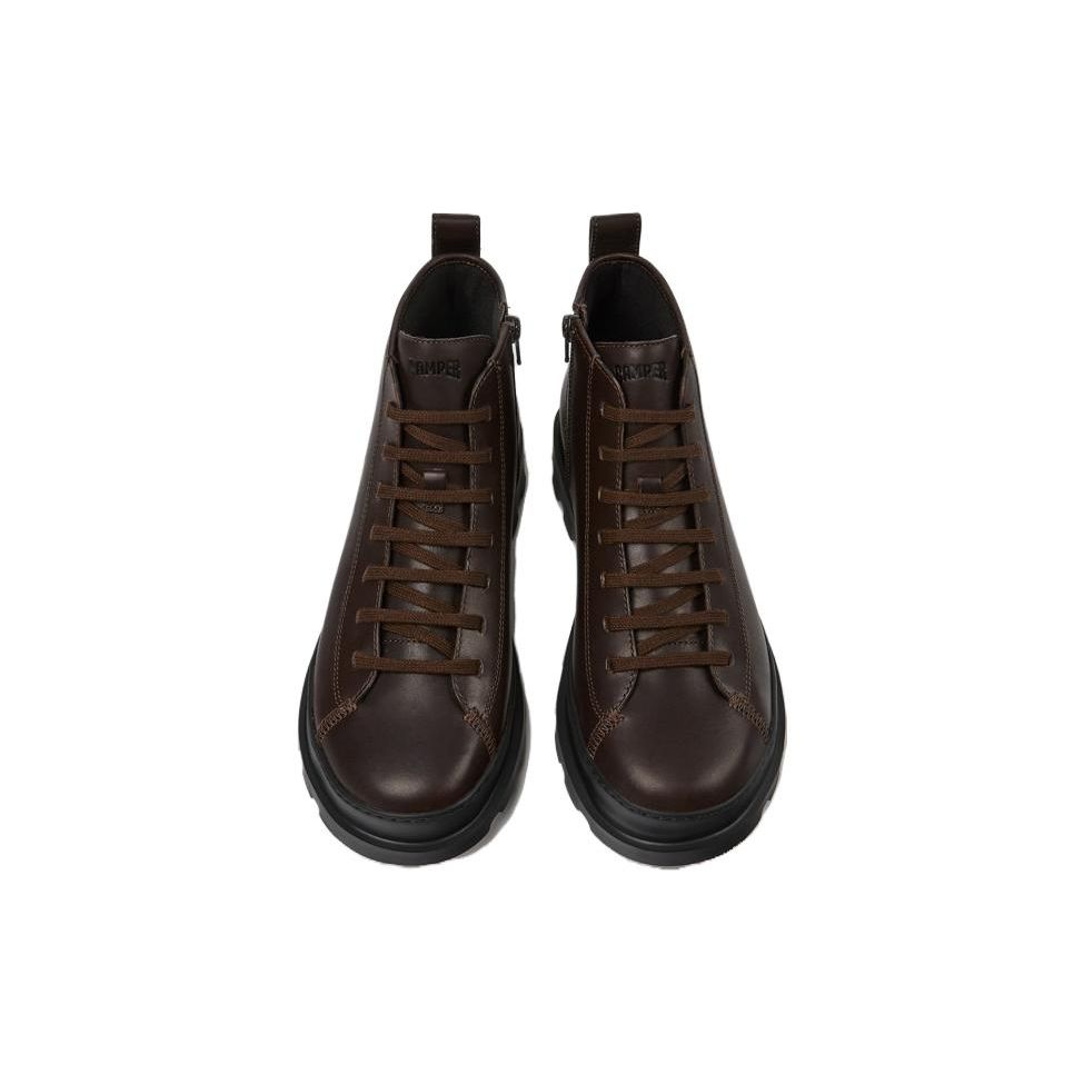 Camper Brutus Leather Side Zip Fashion Ankle Boots Men ankle boots Dark-Brown K300444-003