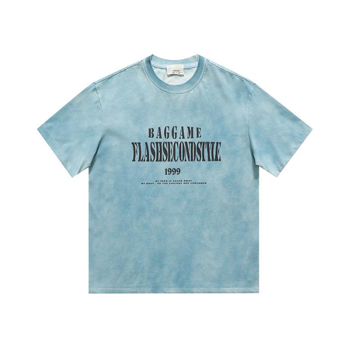 

Gradient Printed Short-sleeved T-shirt for Men and Women Retro Summer Loose Couple Half-sleeved Shirt 3XL