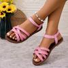 Fashion 2025 New Ladies Shoes Elastic Band Women's Sandals Fashion Open Toe Casual Summer Plus Size Light Comfortable Flat Sandals