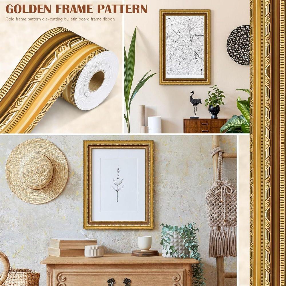 New Self-Adhesive Border Decorative Sticker Gold DIY Photo Frame Vintage Poster Border Stickers Party Decoration