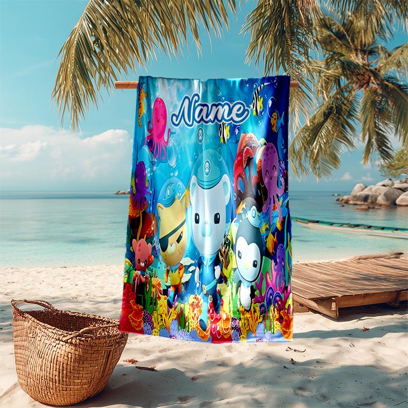 Personalized customized proof beach towel with Octonauts pattern - soft, absorbent,quick-drying,perfect swimming,camping&bathing