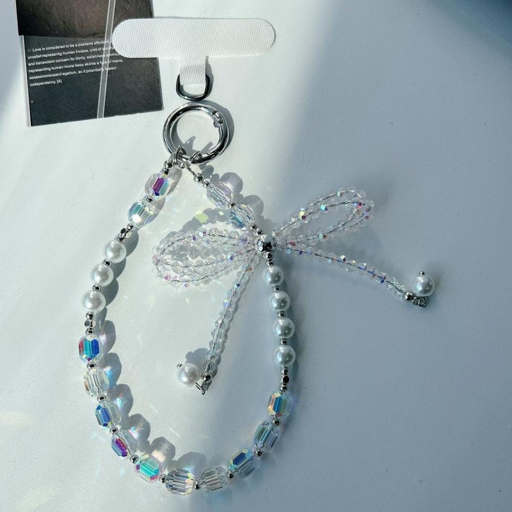 Schmetterlingsschleife Handy-Anhänger 26cm Kurzes Perlen-Handy-Lanyard Handy-Gurt mit Befestigungslasche