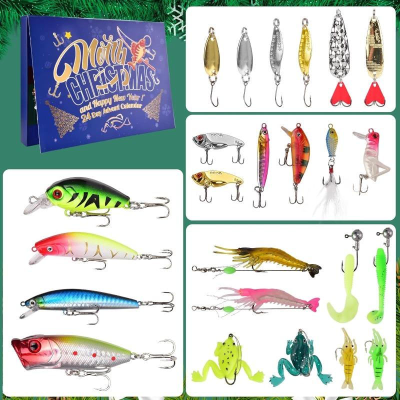 Fishing Advent Calendar 2025, 24 Day Christmas Countdown Fishing Lures Tackle Set for Fisher Men, Father, Granpa, Boys - 2025 Xmas Surprise Gift