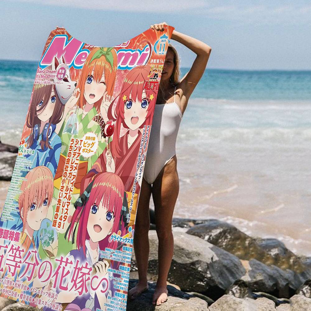 

Anime The Q-Quintessential Q-Quintuplets Beach Towel Colorful Bath Towels For Girl Microfiber Quick Dry Sand Spa Gym W30*H60(CM)