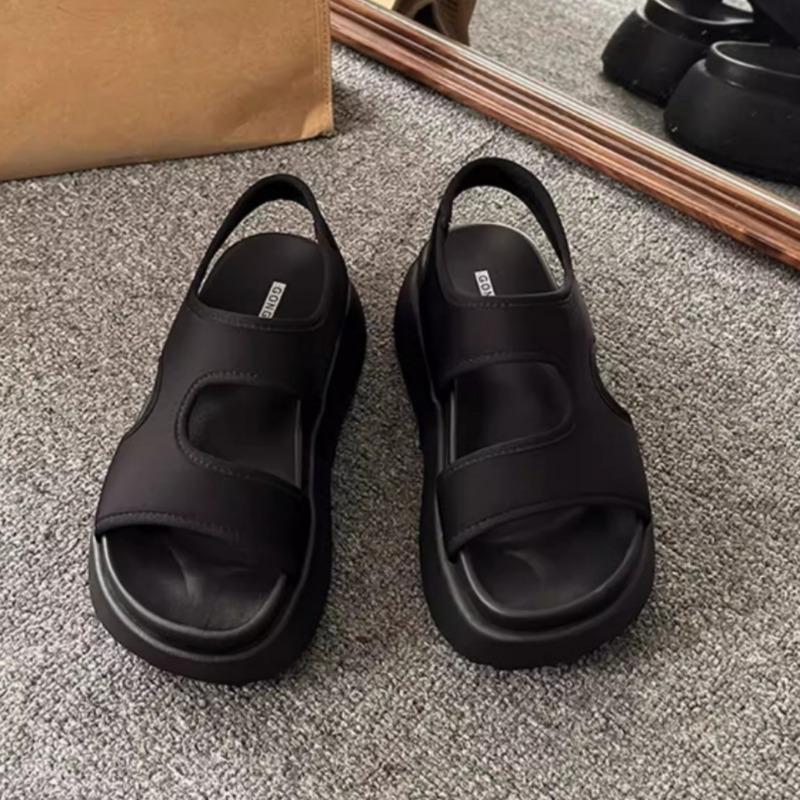 

Обувь нового стиля на липучках, на толстой подошве, с одним плечом, женские сандалии, пляжные спортивные шлепанцы 40 чёрный