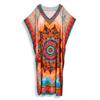 EDOLYNSA Kausales Boho-Print-V-Ausschnitt, Übergröße, lockeres Kaftan-Hauskleid 2024 für Frauen, Sommer, Strandkleidung, Badeanzug-Überzug, lockere Robe Q1594
