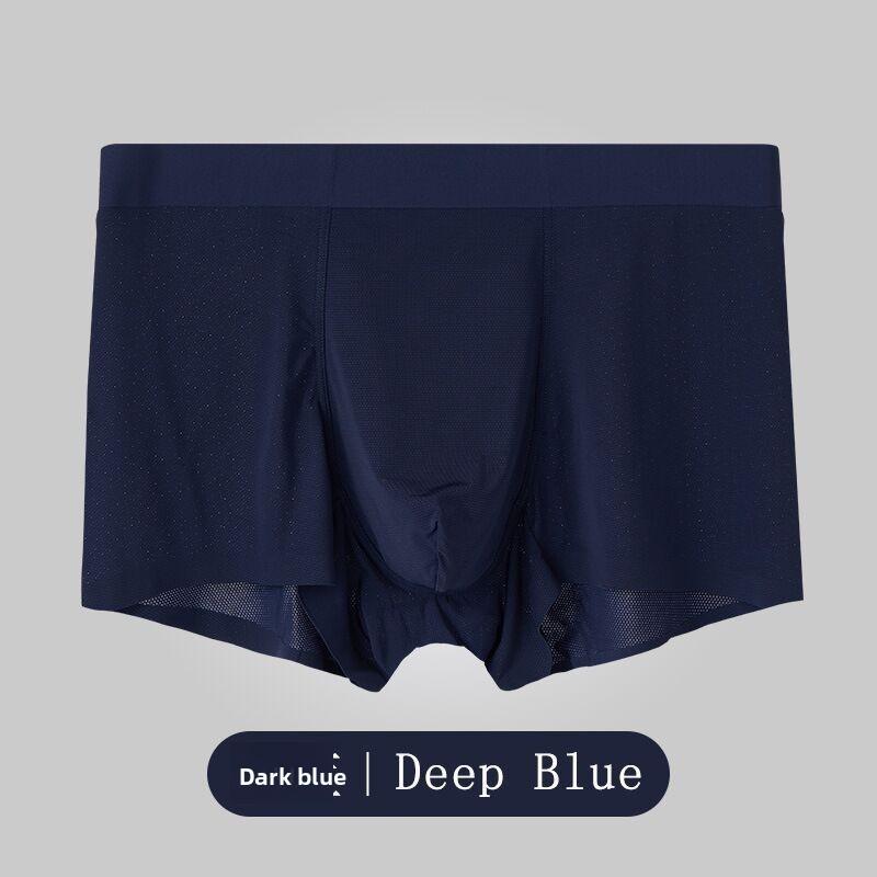 Men's Summer Thin Hollow Antibacterial Mesh Ice Silk No Trace Transparent Flat Angle Underwear