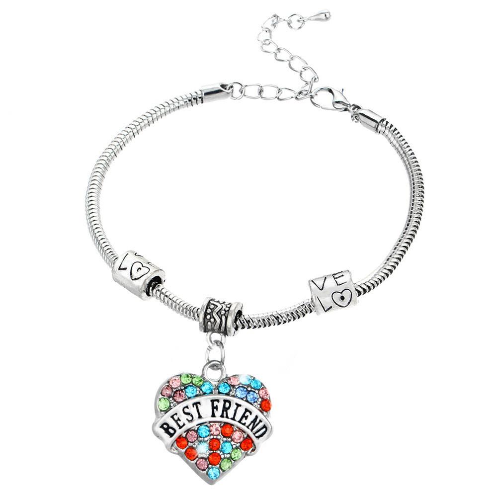 Exquisite Family Members Inlaid Colorful Rhinestone Love Heart Bracelet Gift For Loved Ones