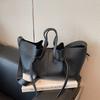 Black Casual Soft Large Capacity Tote Women Handbags Designer Luxury Pu Leather Shoulder Bag Retro Big Shopper Purses 2 Set Bag
