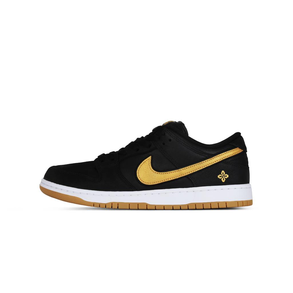 Nike Dunk SB Dawn Leather, Suede, Mesh Wrapping, Wear Resistant And Non Slip Low Top Skateboard Shoes Men's Black Gold FZ1287-300(Team1877-)