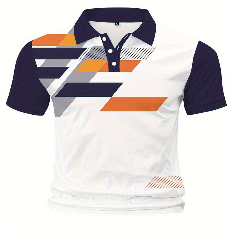 Fashion Block Digital Printing Pattern Men's Regular Edition Polo Shirt Summer Casual Outdoor Short Sleeved Top