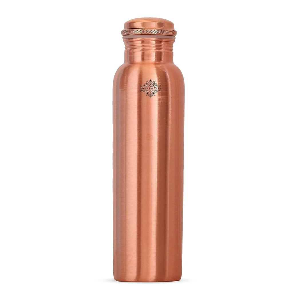 Pure Copper Leak Proof Bottle With Plain Matt Finish Design, Drinkware & Storage Purpose, Ayurvedic Health Benefits, Volume-600 ml