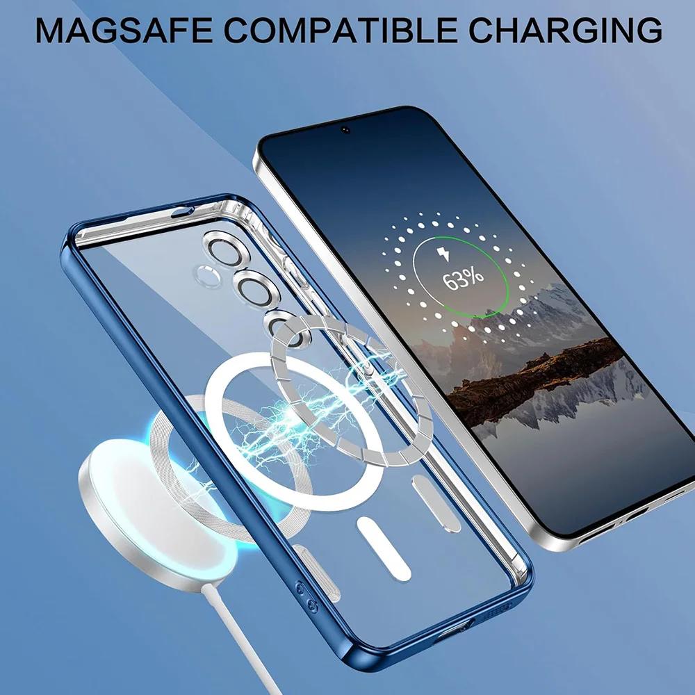 Funda Magnética de Lujo Para Magsafe Para Samsung Galaxy S26 S25 Edge S24 FE S23 S21 Plus Ultra Chapado Silicona Transparente Suave