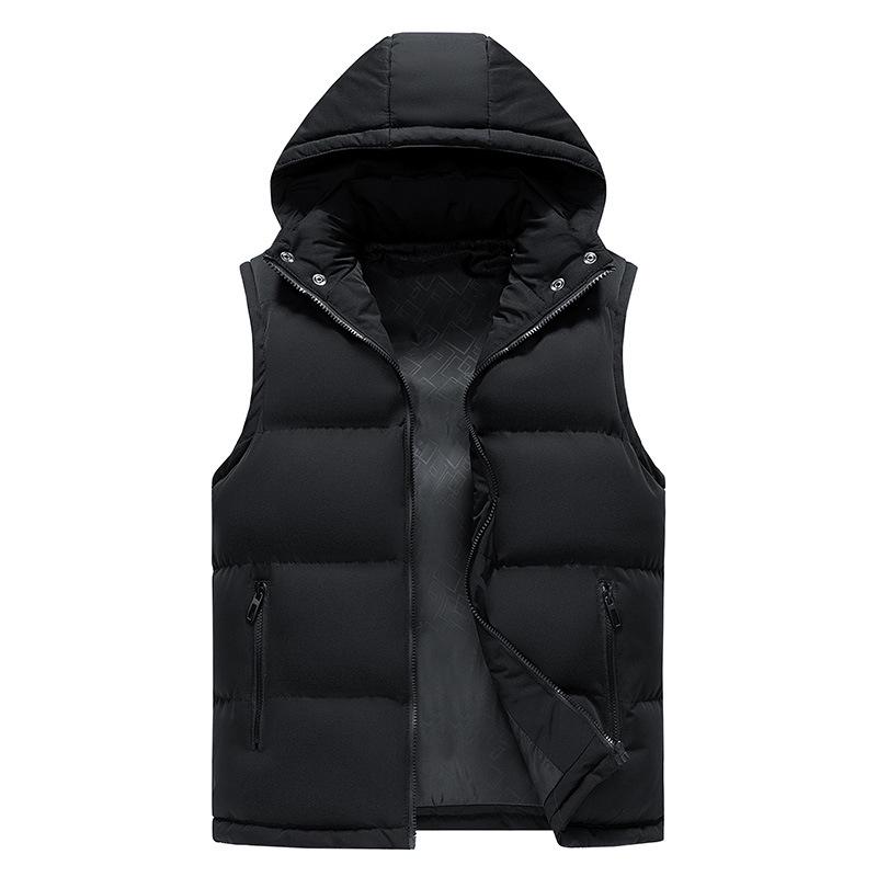 Men's Down Cotton Vest - Autumn/Winter Sleeveless Jacket, Slim Fit, Plus Size, Cap Sleeve, Trendy Casual Solid Color.