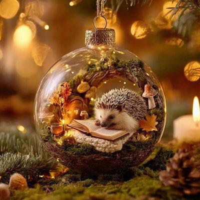 3D Wildlife Animal Christmas Ornaments Clear Plastic Xmas Ball Ornament Christmas Tree Hanging For Home Party Holiday Decor
