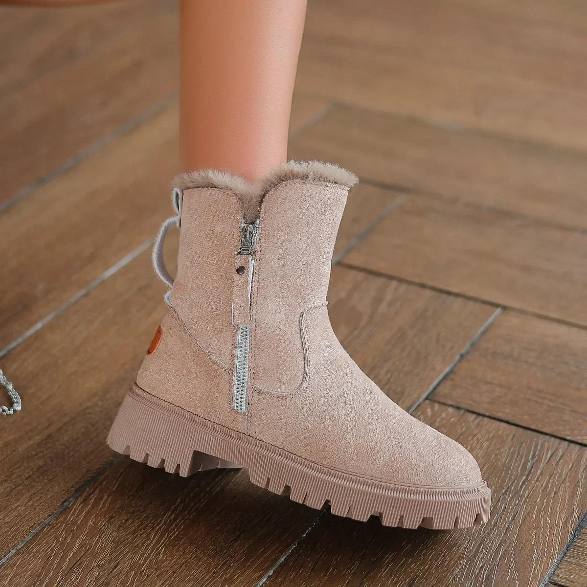 Полувысокие Элегантные Замшевые Туфли на Среднем Каблуке для Женщин До середины икры — фото 5