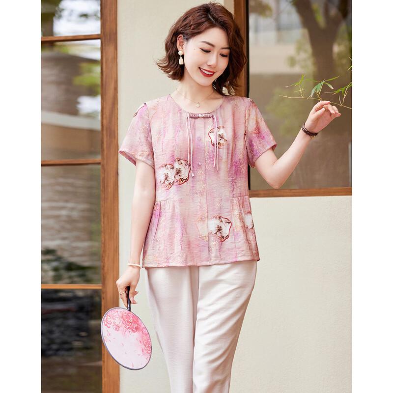 Past Summer New Chinese Style T-shirt and Pants Set