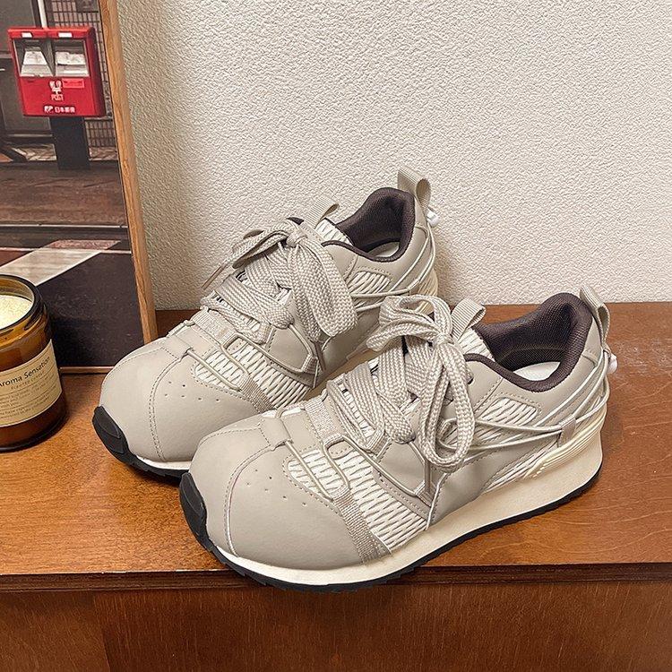 [Yushilai] Niche Waffle Forrest Gump Shoes Women's 2025 Spring New Retro Fashion Casual Versatile Sneakers