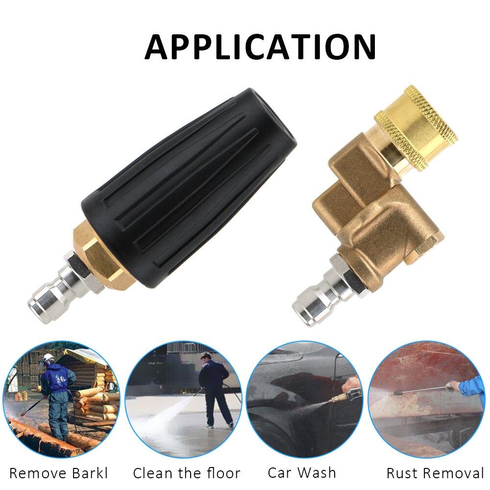High Pressure Car Washer Turbo Nozzles Rotary Pivoting Coupler Jet Sprayer For Quick Connector Cleaning Tools