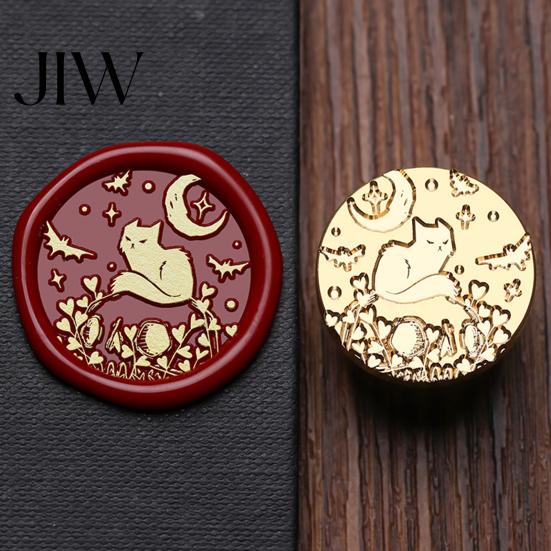 Halloween Stamp Head Themed Brass Wax Seal Head, Pumpkin Ghost Witch Bat Engraved Replaceable Sealing Replacement for Envelope Journal Gift Wrap Party