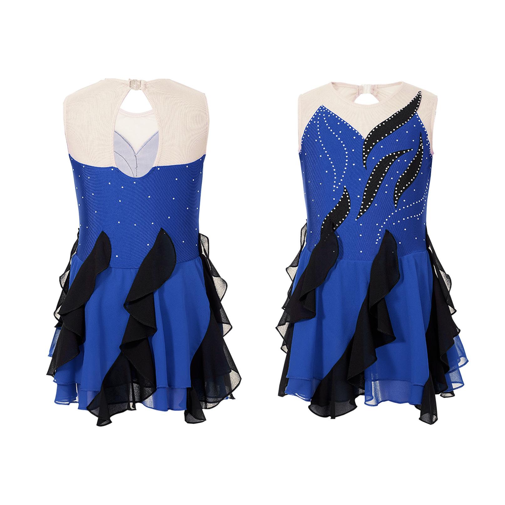 Robe De Danse Fille Sans Manches - Strass, Appliques, Ourlet Irrégulier, Pour Ballet, Gym, Patinage, Yoga - 4