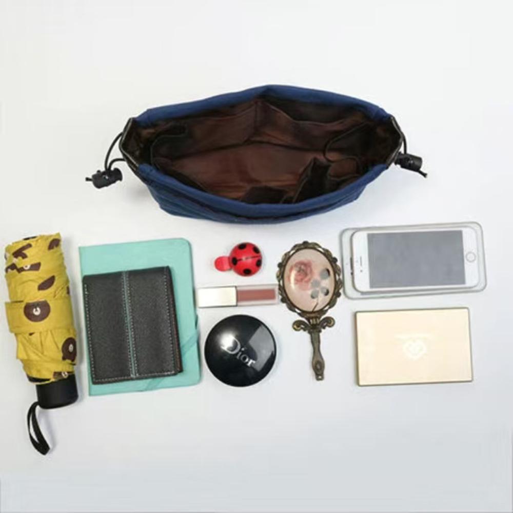 1/2pcs Small And Large Storage Organizers With Cord, Bag With Multi-Pocket Lining, Lightweight Portable Travel Storage Bag,