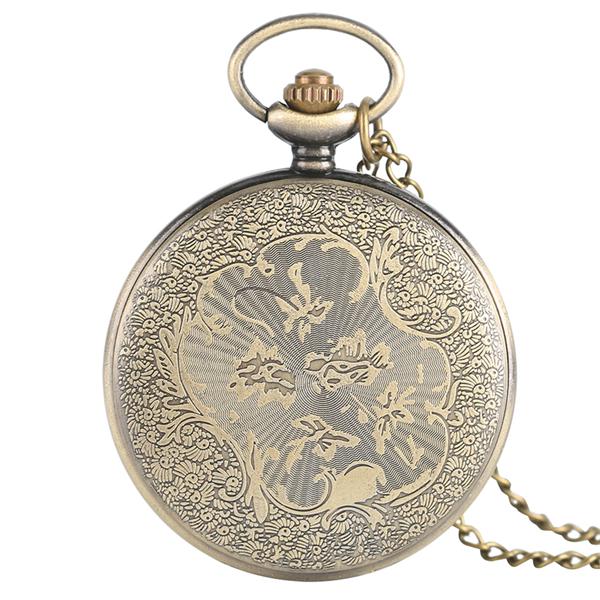 Aries Design Quartz Pocket Watch Bronze Zodiac Constellation Watch with Chain Men Women Gift