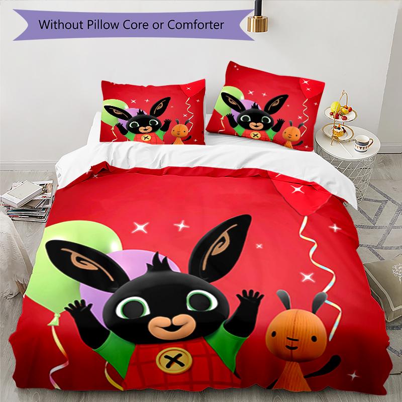 3pcs Bing Pattern Bedding Set Duvet Cover Set Includes Duvet Cover &pillowcases, Perfect All Season Bedroom Decoration & Gift