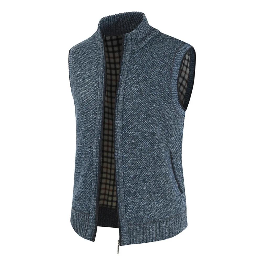 Autumn and Winter Men's Coat Warm Outer Wear Vest Casual Sleeveless Jacket Thermal Stand Collar Waistcoat