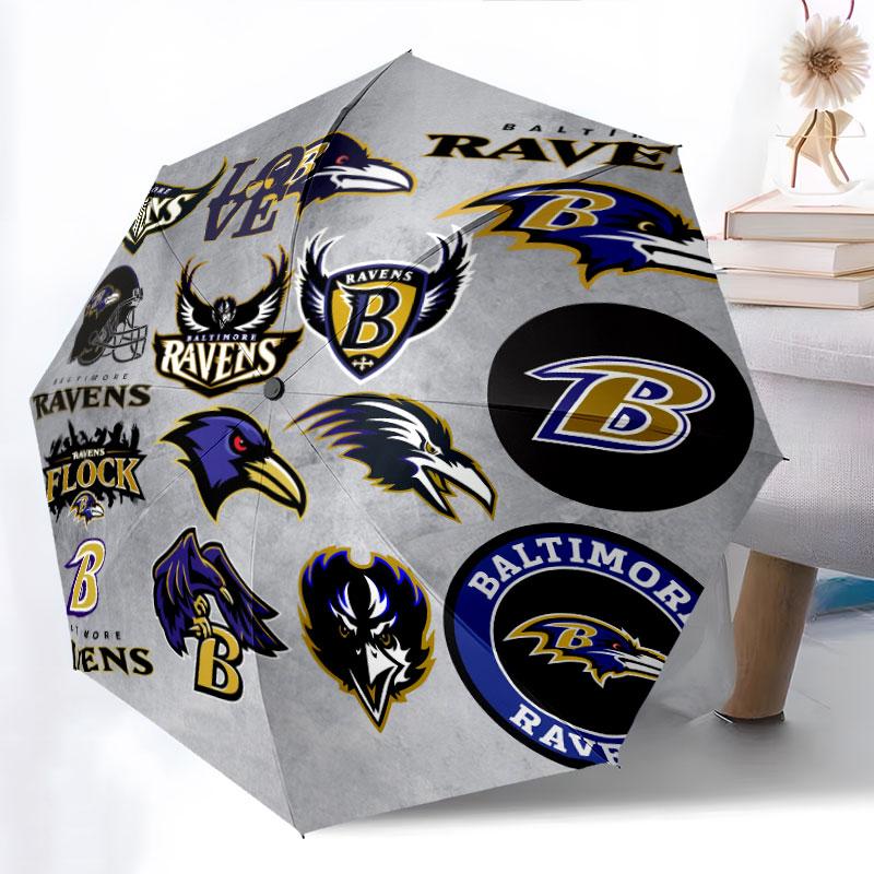 Baltimore Ravens Pattern, Automatic Folding Umbrella, Portable and Foldable Design, 8 Ribs, a Christmas or Birthday Gift.