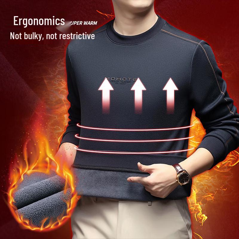 Luomeng Men's BY1830 Fleece-Lined Winter Sweatshirt