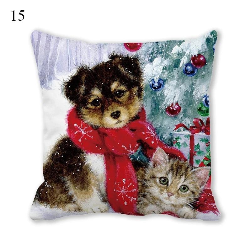 Husă de pernă de Crăciun Animal Câine Pisică Ghirlanda de biciclete Pom de Crăciun Decor de Crăciun Birou Canapea Pat Mașină Husă de pernă