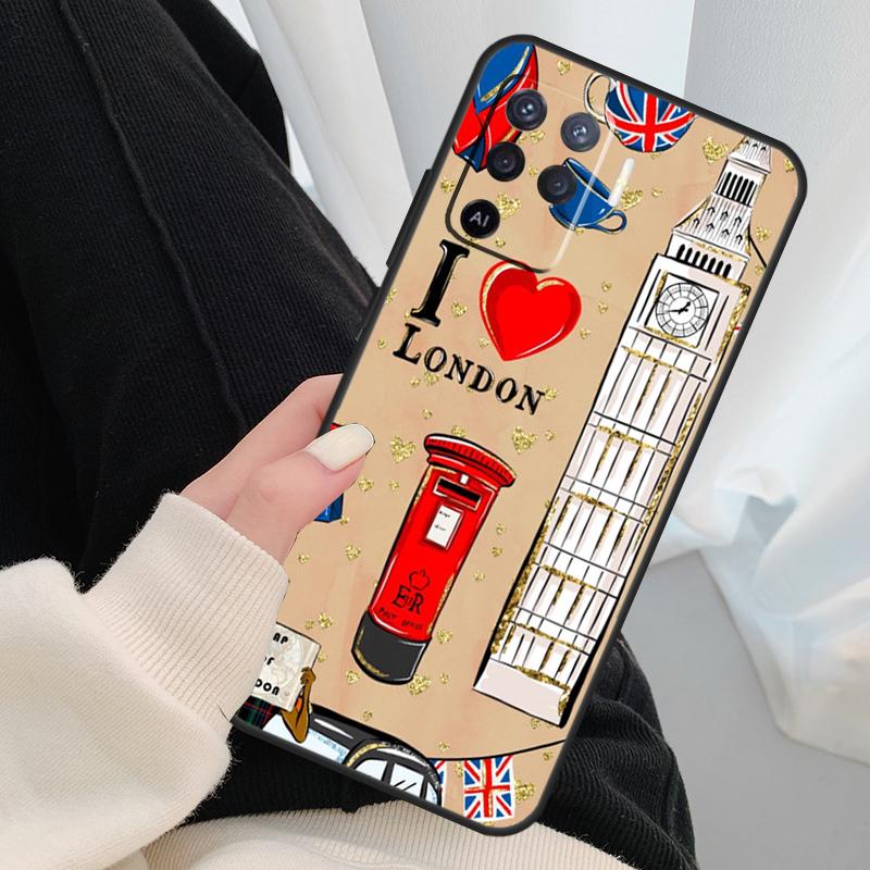 London Bus England Big Ben For OPPO Find X3 X5 Pro A5 A9 A31 A53 A15 A16 A52 A72 A83 A91 A93 A94 A54 A74 A53S Case