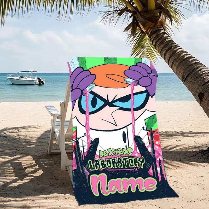 Customizable personalized beach towels Dexter's Laboratory themed designs.Suitable for the beach, yoga, sports;ideal as beach accessories