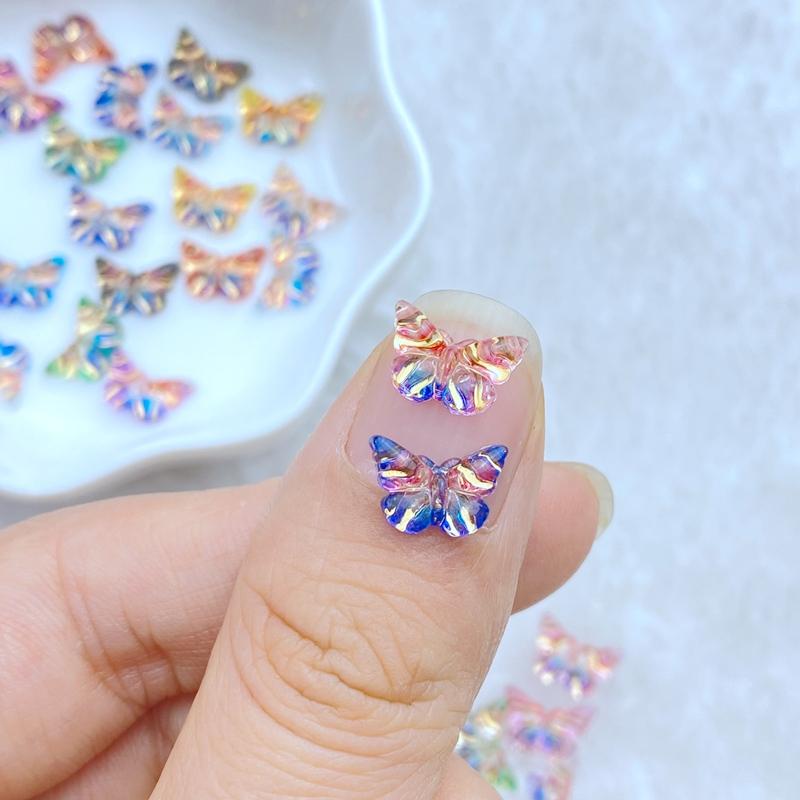 50Pcs New Cute 7*10mm Mini Little Butterfly Series Resin Flatback Ornament Jewelry Making Manicure Hairwear Accessorie