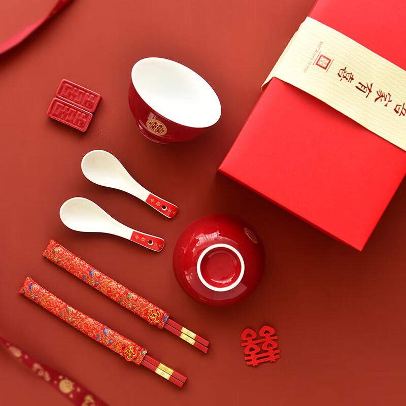 Ceramic Wedding Gift Bowl and Chopsticks Set