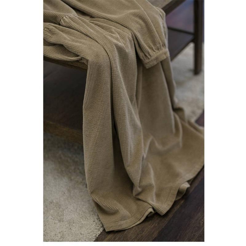 Sladké šaty s nabíranými rukávy Khaki Volné Dlouhý rukáv Sukně