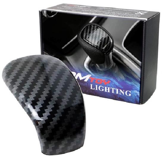 Gloss Black Carbon Fiber Pattern Shifter Cover For Honda 22+ Civic, 18-22 Accord
