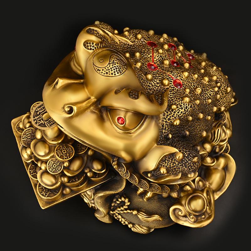 Pure Copper Golden Ornament Three-Legged Seven-Star Toad Home Office Desktop Decoration Store Opening Housewarming Gif