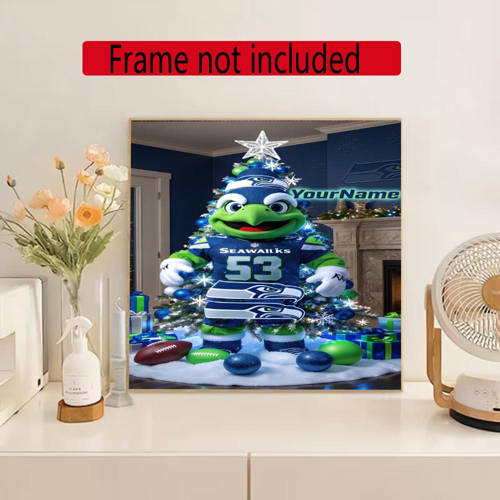 Seattle Seahawks Customize Your Name Diamond Painting Round Diamond Diy Frameless Holiday Artwork Suitable For Home Office Wall Decoration