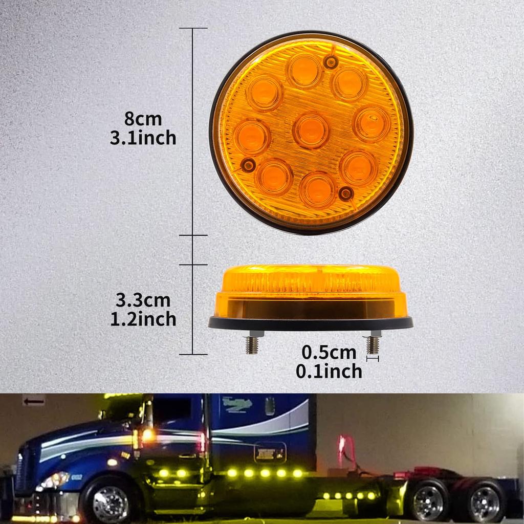 LED Side Marker Light 9LED Truck Position Lamp 12V 24V